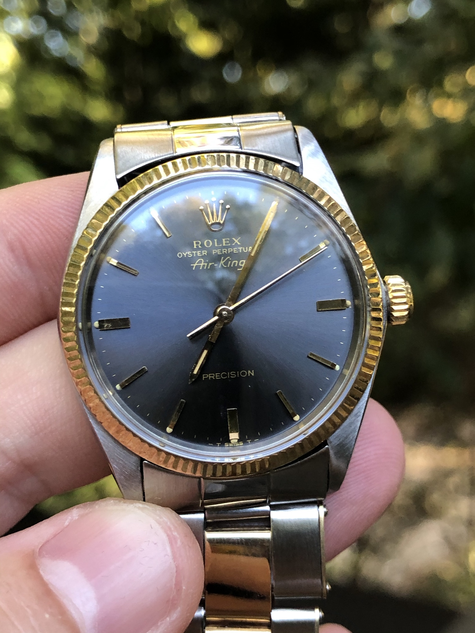 Vintage Rolex Air King Date 5701 Two Tone Steel Gold Black Caliber 1570  Automatic Wristwatch  HashtagWatchCo